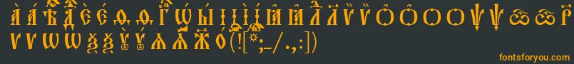 Weitere Informationen zur Orthodox.TtUcs8CapsРазрядочный-Schriftart Orthodox.TtUcs8CapsРазрядочный-Schriftart – Orangefarbene Schriften auf schwarzem Hintergrund